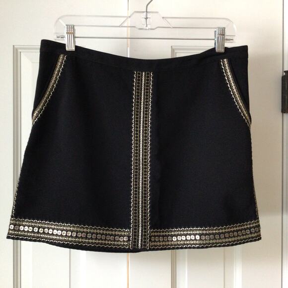 Madewell Black Embellished Mini Skirt Sz 8 - Picture 2 of 7